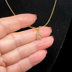 14K GP Name initials (Letter) pendant & necklace CHOOSE one from A-Z